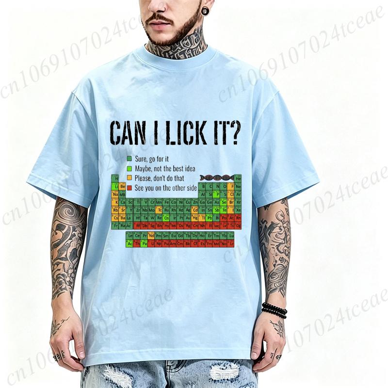 Can I Lick It Graphic T Shirt Unisex Oversized Loose Short Sleeve Tees Periodic Table Print Tshirts Fashion Casual Chemistry Tees