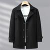 Мужское шерстяное пальто средней длины на осень и зиму больших размеров, для полных и очень полных, повседневный двусторонний шерстяной костюмный пиджак-ветровка
