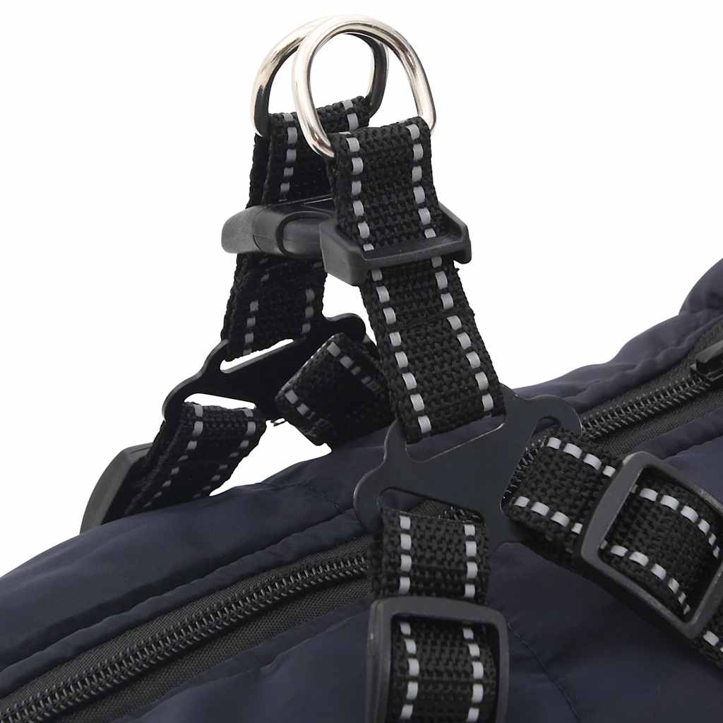 Dog Raincoat with Integrated Harness Waterproof & Reflective Navy Blue Size L44