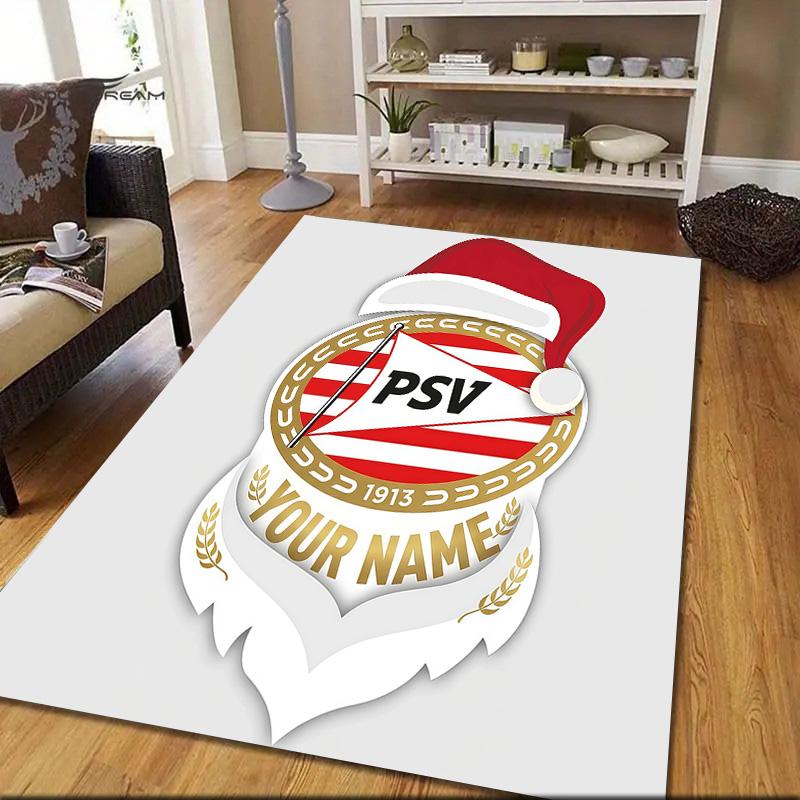 Custom Name PSV Eindhoven Flannel Pattern Square Carpet,Area Rug,Carpet Rug for Living Room Bedroom Sofa Playroom Decor,Non-slip Floor Mat