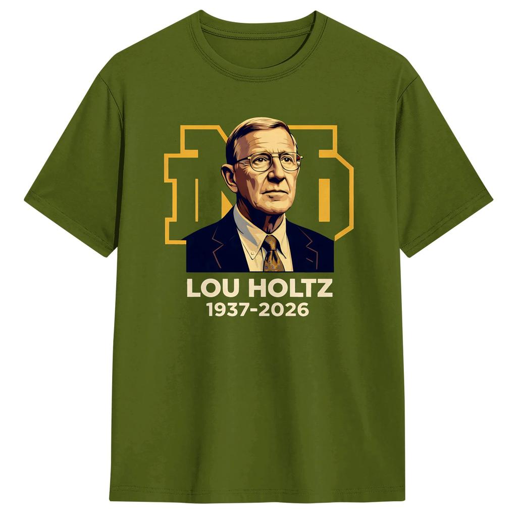 Lou Holtz ND RIP 1937 2026 Cotton T Shirt For Adult Summer Street Style TShirts ONeck Fashion Tee Shirt Big Size Hot Sale Tops