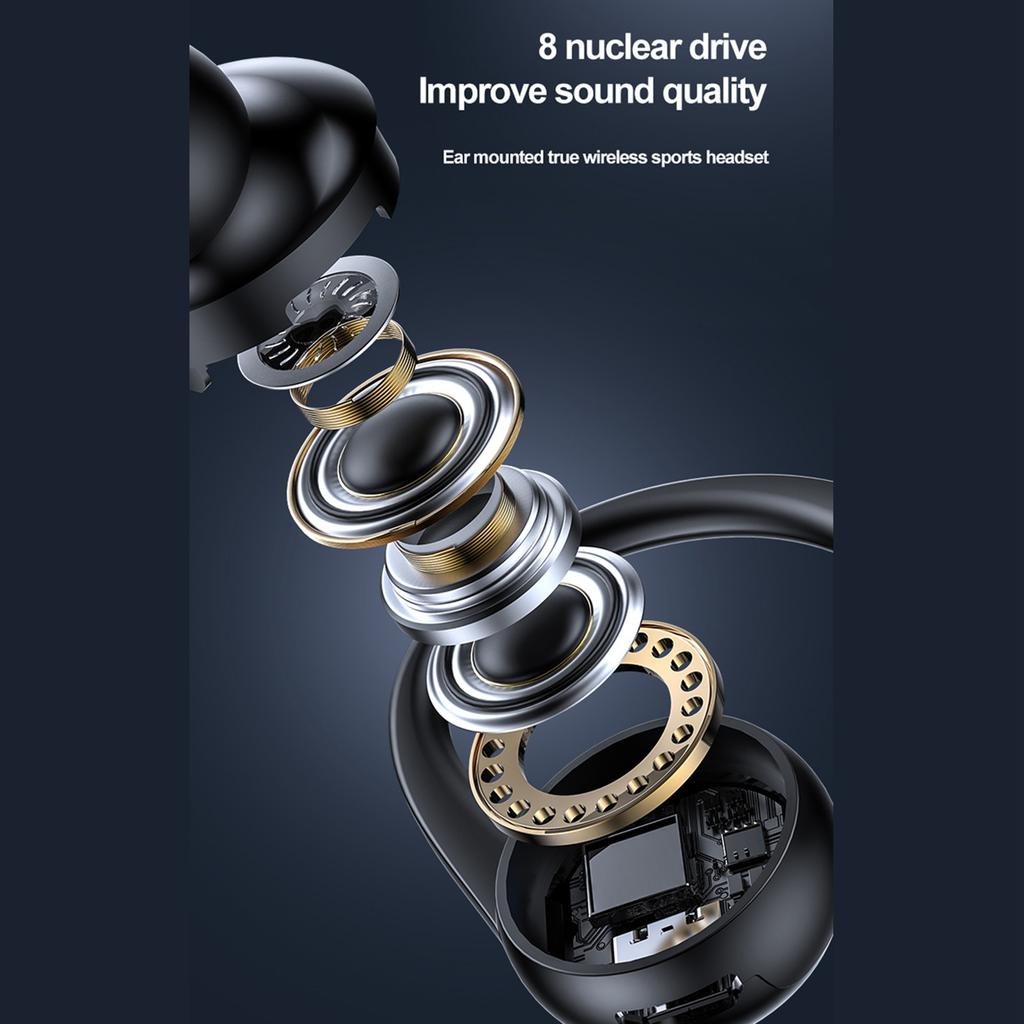 Беспроводная бизнес-гарнитура 1S Водонепроницаемая Подвесная Одинарный наушник-крючок для уха BT5.2 Шумоподавление Спортивная Стерео Музыка