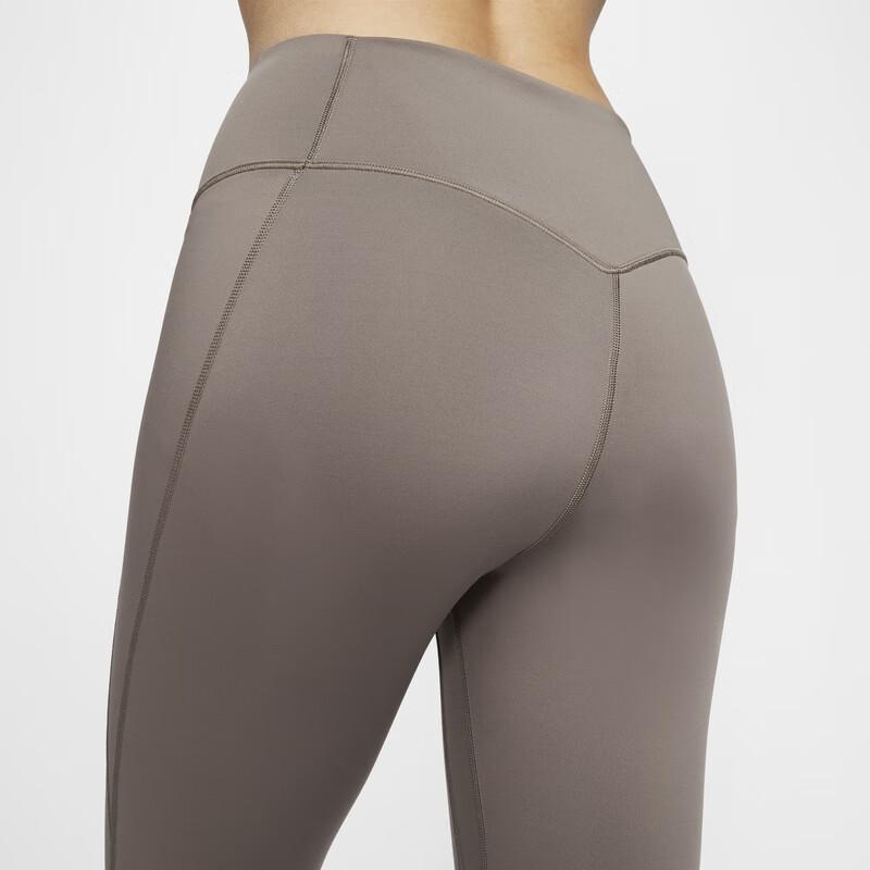 Nike Женские леггинсы Dri-FIT Universal с высокой посадкой 7/8 Однотонные Модные Универсальные Удобные Повседневные брюки Женский низ Бежевый HQ6814233