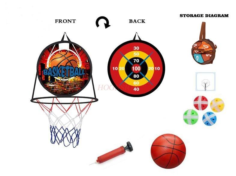 Children'S Foldable Basketball Rack Wall Mounted Two In One Non Punching Indoor Sports Sticky Ball Throwing