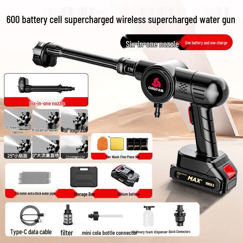 High-Power Wireless Car Washer: Rechargeable High-Pressure Water Gun for Home Car Wash