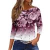 Женская модная повседневная свободная футболка с круглым вырезом и рукавами 3/4 с принтом, женский топ