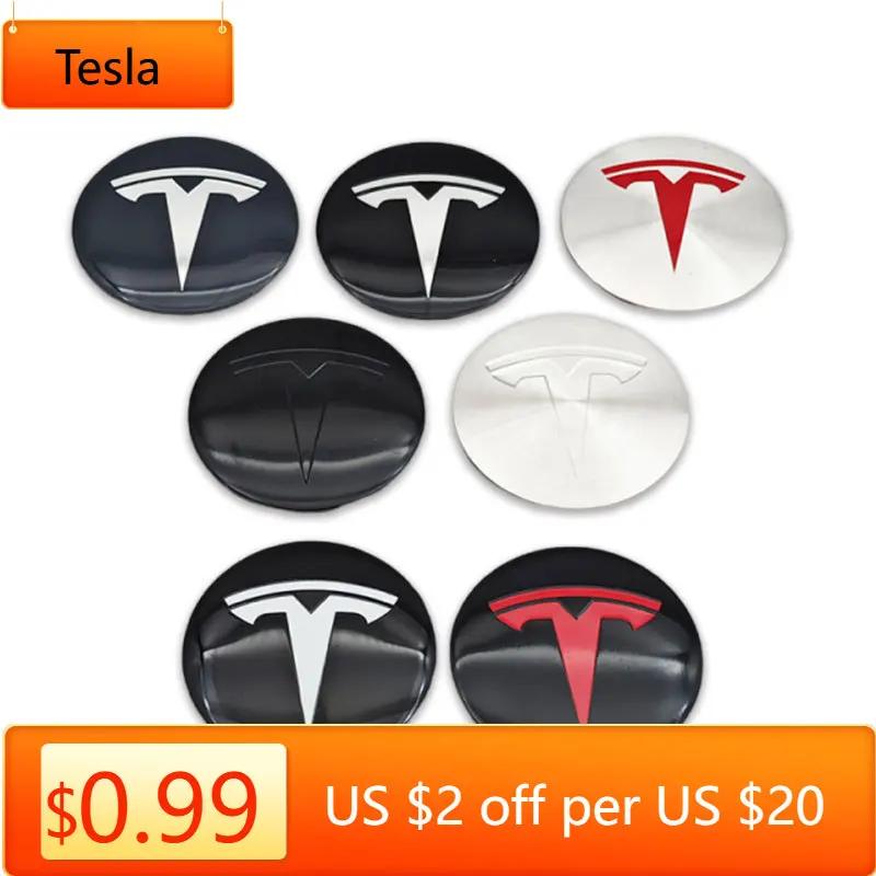 Автомобильные наклейки Tesla 20 шт. 56 мм Автомобильные эмблемы Наклейки на центральные колпачки ступиц для Tesla Model S Model 3 2024 Model Y X Защитные накладки на центр колеса