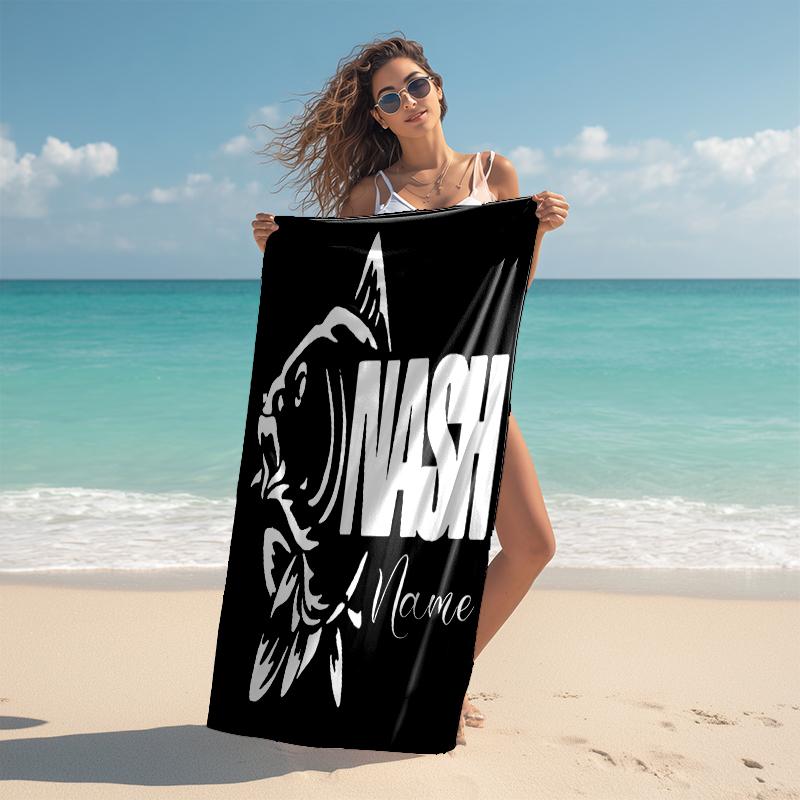 Personalized customized proof beach towel with Nash logo pattern - soft, absorbent,quick-drying,perfect swimming,camping&bathing