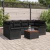 vidaXL 7-piece Garden Sofa Set with Cushions Black Poly Rattan Acacia, 2-seater Garden Sofa vidaXL355951