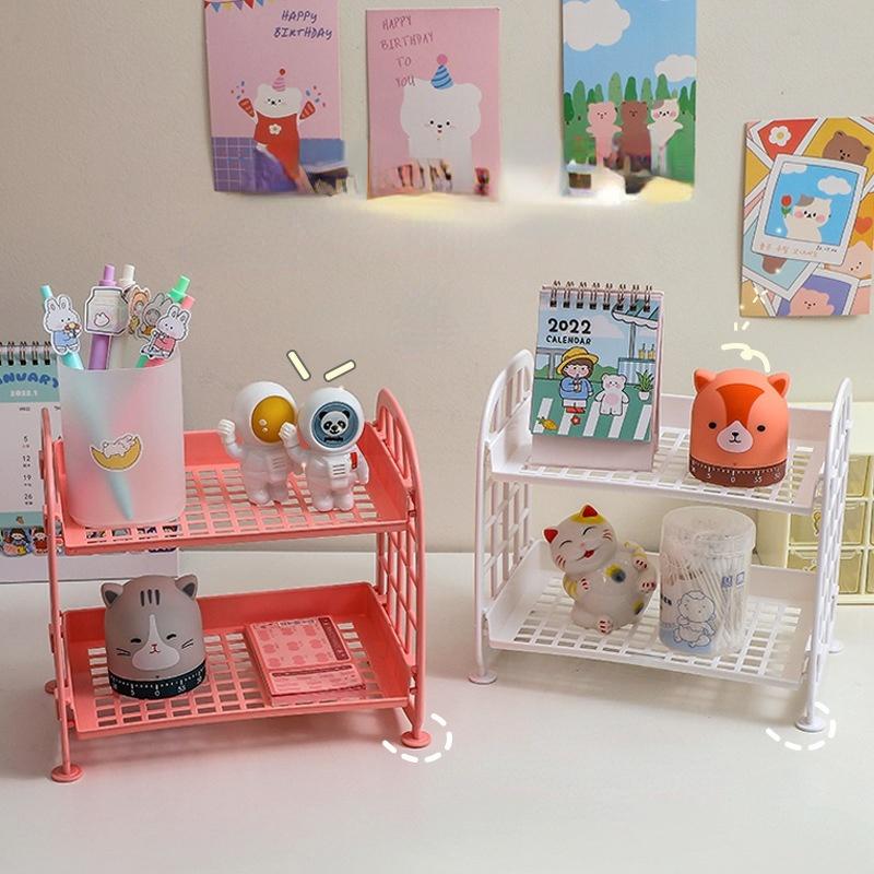 Cosmetic Jewelry Double-layer Folding Storage Rack Simple Home Desktop Bathroom Rack