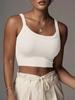 Casual Basic Ribbed Knit Crop Top for Women Summer Sleeveless U-Neck Tank Cute Lady Tee Grunge Y2K Korean Fashion Streetwear