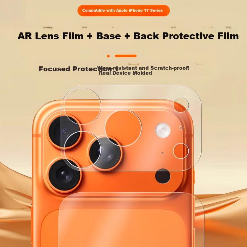Smorss 2-Pack AR Lens Film + Matte Transparent Soft Back Film Set for Apple iPhone 17 Pro Max, Anti-Fingerprint, Scratch-Resistant