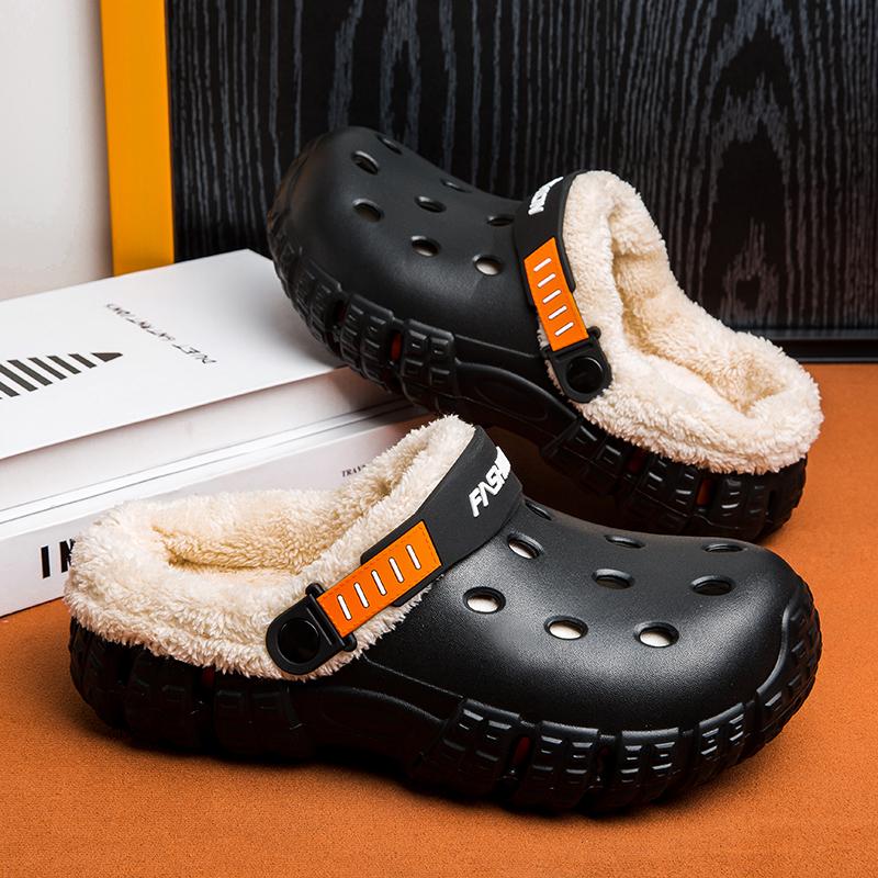 Fashion Fashion Men Winter Slippers Warm Fur Garden Shoes Couples Winter Warm House Slippers Indoor Outdoor Mules