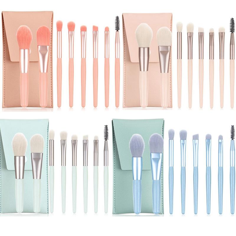 Mini 8 Makeup Brush Set Ins Eye Shadow Brush Foundation Blush Brush Novice Soft Hair Portable Makeup Brush
