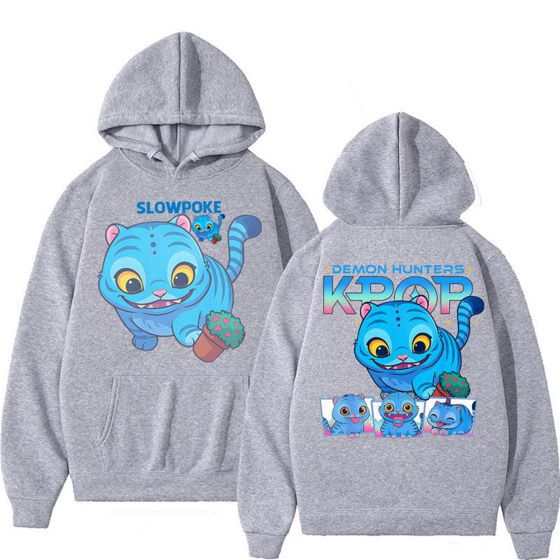 Anime KPop Demon Hunters Derpy Tiger Kawaii Hoodie Men Women Fashion Aesthetic Long Sleeve Oversized Cotton Casual Sweatshirt