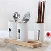 Flatware Organizer with Wood Base Cutlery Utensil Holder Spoons Forks Chopsticks Storage Rack for Kitchen Countertop