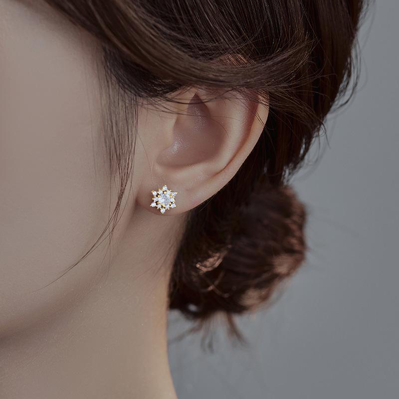 Серьги Banyan Tree S925 Silver Snowflake Diamond - Элегантный дизайн для осени/зимы