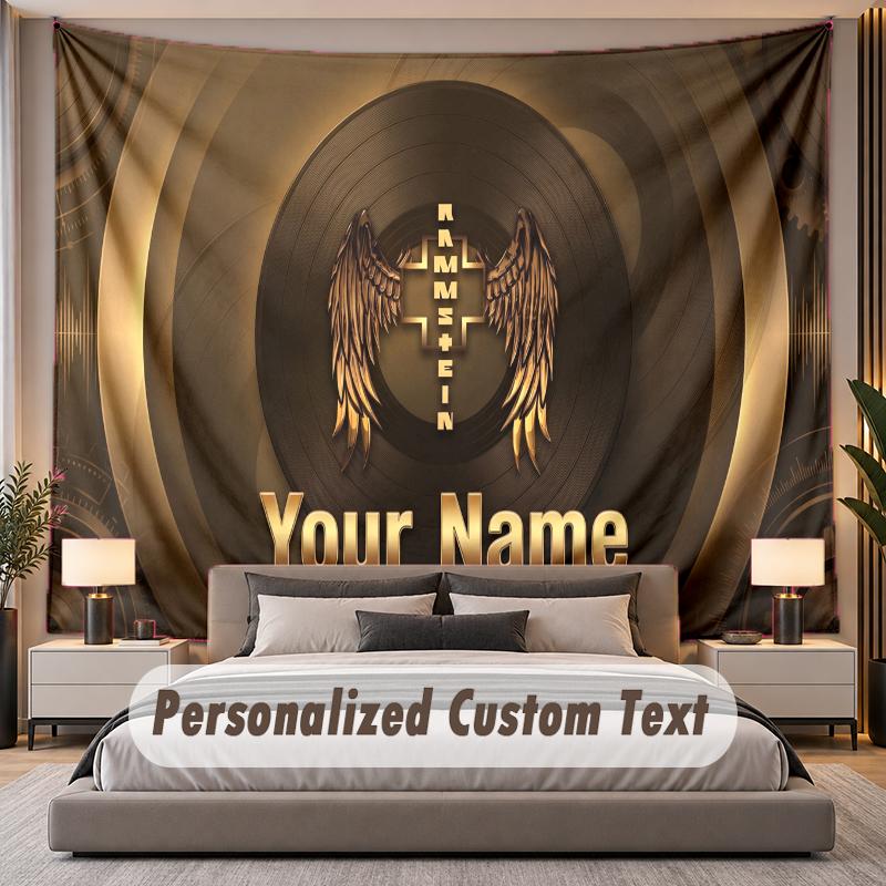 Custom Name Text Tapestry Rammstein Personalized Polyester Wall Tapestry For Bedroom And Room