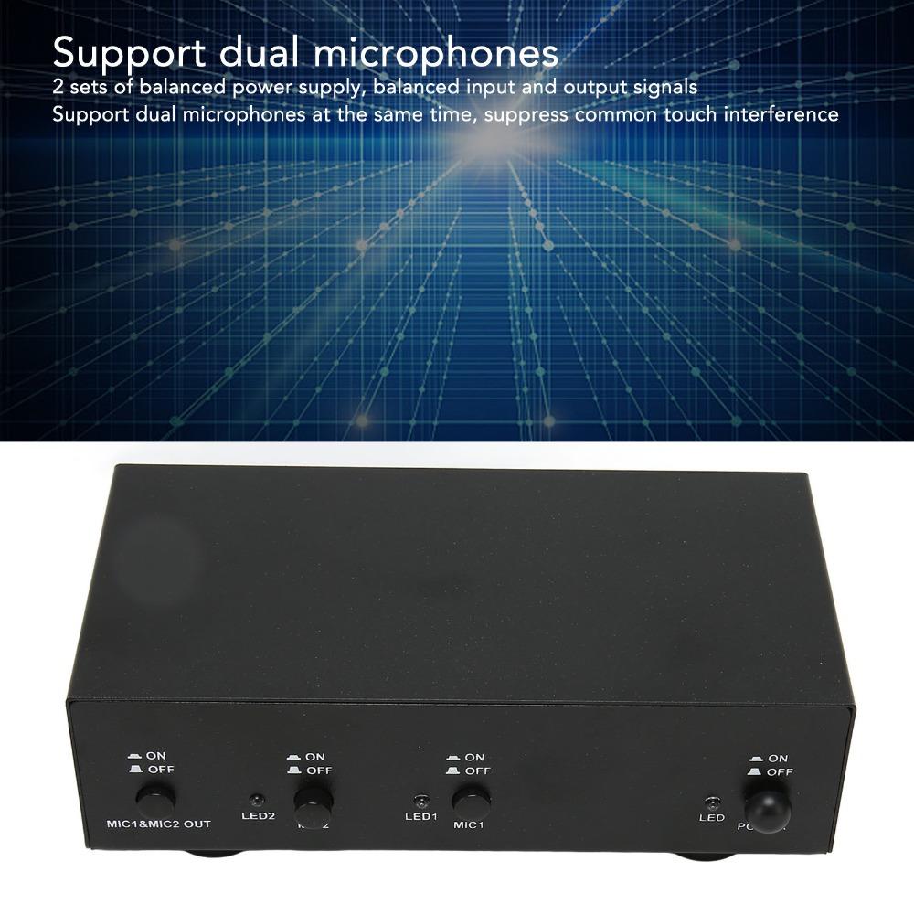 High Stability 48V Phantom Power Supply With XLR Cable 2 Channel  For Condenser Microphone