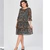 2025 Spring/Summer European & American Women's Plus Size Chiffon Printed Dress with Seven-Sleeve Design