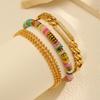 Waterproof Stainless Steel Bracelet, Gold Plated Layered Link Bangle for Women Handmade Wrist Jewely
