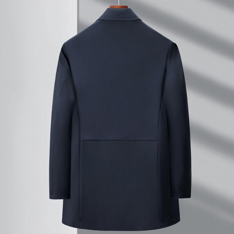 Мужская ветровка средней длины, куртка для делового повседневного ношения, для мужчин среднего возраста, простое пальто с лацканами, устойчивое к морщинам