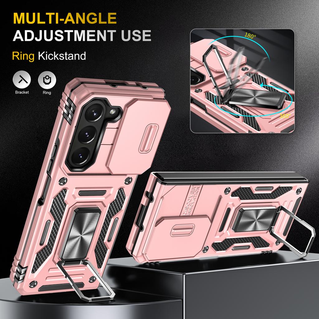 Armor Series For Samsung Galaxy Z Fold6 5G Kickstand Case Slide Lens Cover PC+TPU Phone Shell