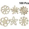 Amosfun 100PCS Wooden Flower Embellishments Patterns Cutouts Wooden Pieces Craft Ornament for DIY Art