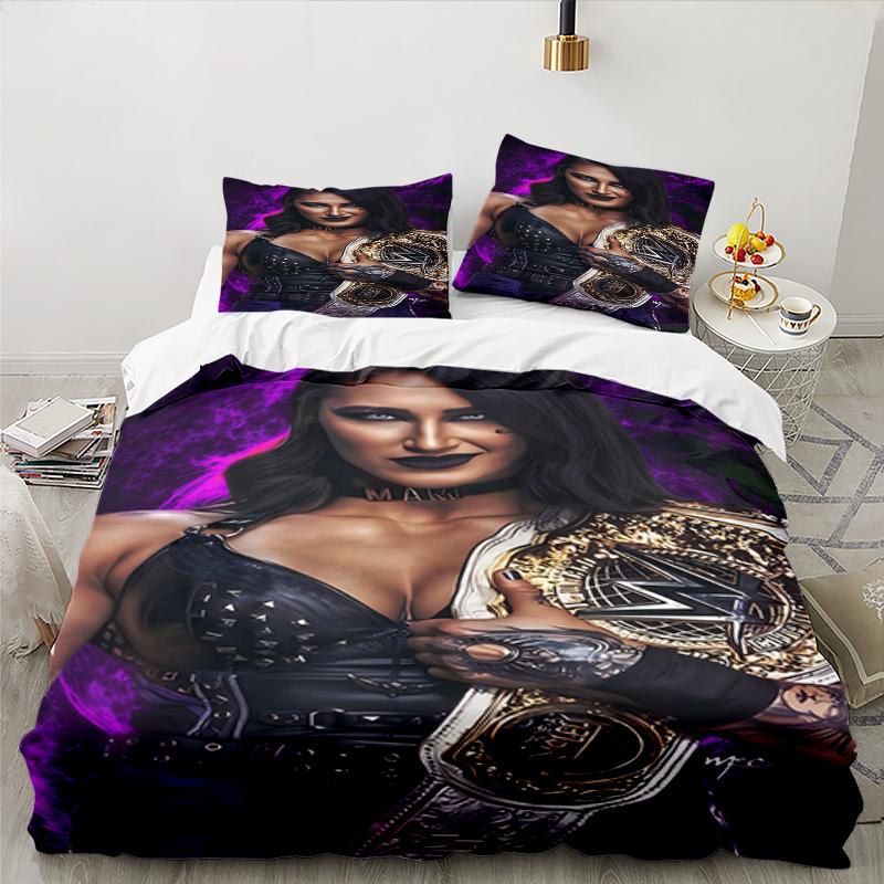 3PCS Wrestling Diva Championship Bedding set,Ideal for1pc Duvet Cover And 2pcs Pillowcases Perfect for Christmas gift,Ideal for Bedroom, Dormitory