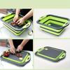 Collapsible Cutting Board with Colander Multifunction Silicone Folding Chopping Board Dish Basin Basket Drainer Kitchen Storage