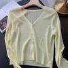 Sun Knit Cardigan for Women Long Sleeve V-Neck Button Up Thin Ice