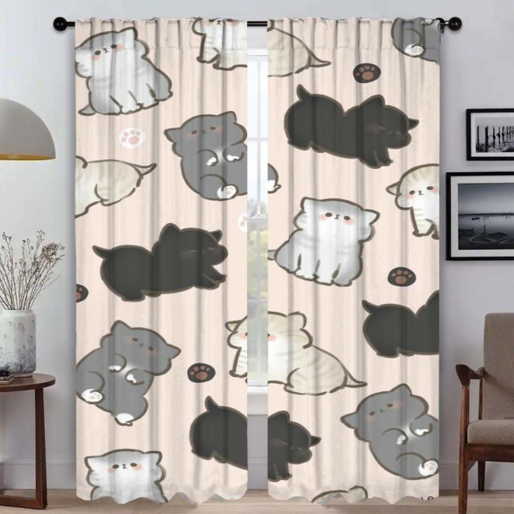 Blackout Curtains 2 Pieces Cut Cartoon Animal Home Interior Curtains for Camera Tulle for Bedroom Shades Partition Curtain Room
