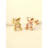 14K Cubic Zirconia Ribbon Bear Piercing Earrings