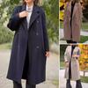 Женское шерстяное пальто осень-зима двубортное пальто с лацканами свободного кроя однотонное теплое длинное пальто для повседневной носки в офисе