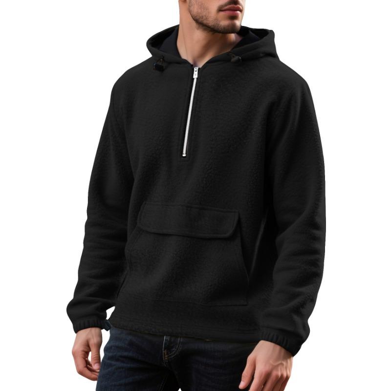 Fashionable Hoodie Patch Pocket Zipper Half-open Thickened Shirt Hooded Loose Sweatshirt