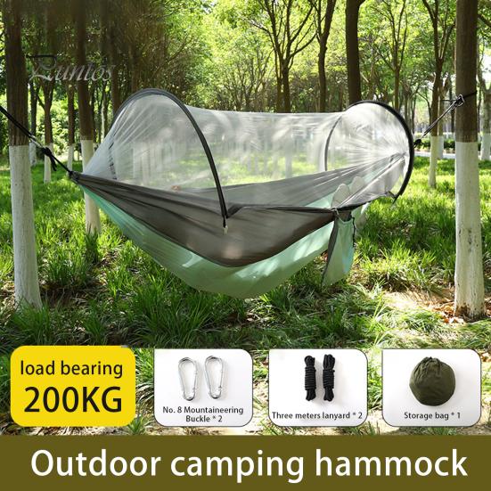 Кемпинговый гамак с сеткой от комаров 200 кг, дышащий, легкий, портативный, одинарный, с ремнями для крепления к дереву, простая установка, гамак для походов в помещении и на открытом воздухе