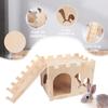 Wooden Bunny Castle House Hamster Wood Hideout Hut Play Toy for Chinchilla Gerbils Pig