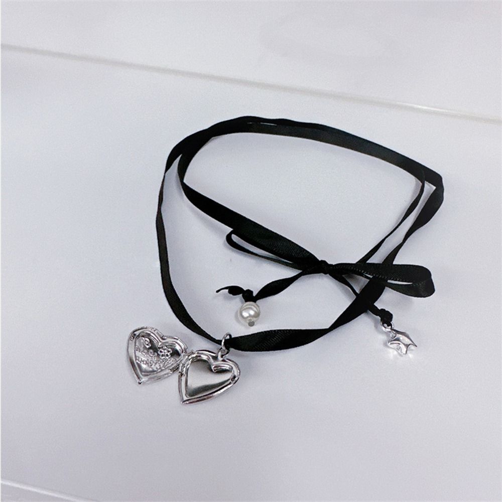 Жемчужная подвеска-сердце, цепочка на ключицу, корейский стиль, чокер Y2K, ожерелье с лентой в стиле балеткор, студенческий