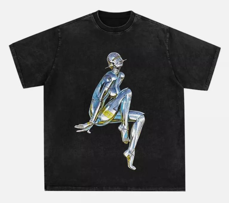 РАСПРОДАЖА Футболка с графическим принтом Sexy Robot от Hajime Sorayama, стираный черный, размеры S-3XL, унисекс