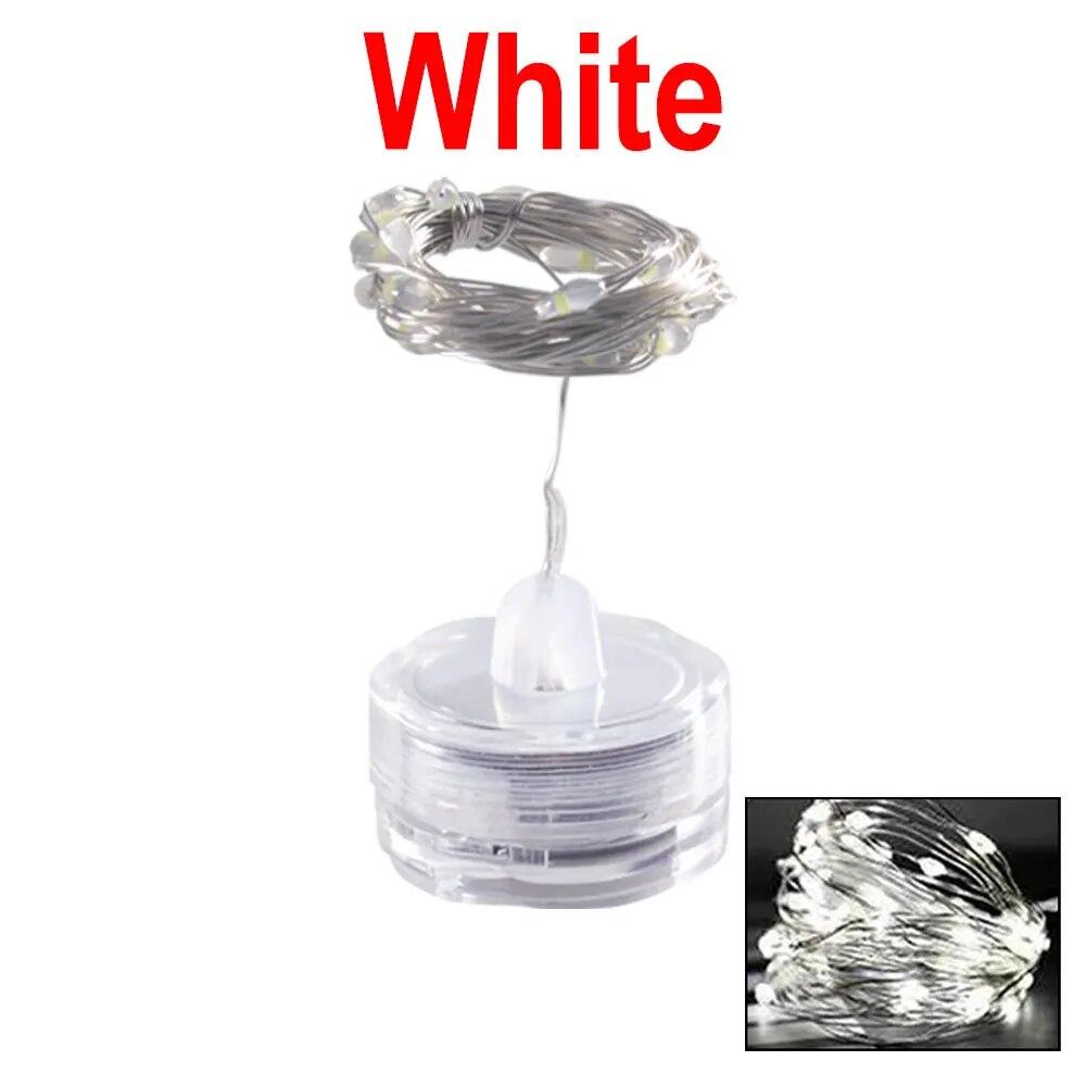 LED String Light Underwater Lamp 1m 2m LED Button Battery Holder Candle Copper Wire String Lights Plum Shaped Waterproof
