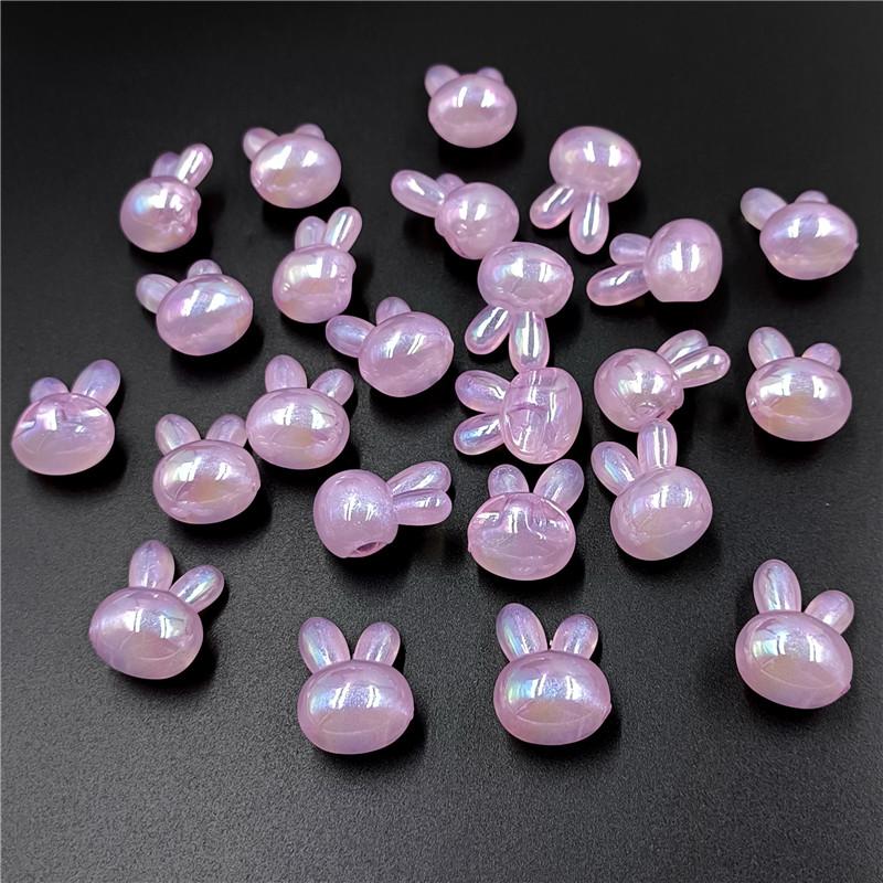 Бусины с УФ-покрытием в виде головы кролика, 5 шт., креативный бисерный материал, отверстие сзади, тонкая вспышка, браслет, ожерелье, ювелирные изделия, аксессуары, бусины