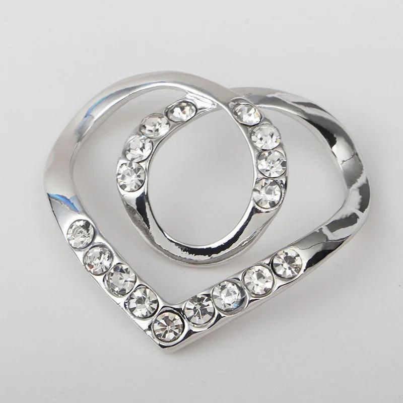 T-Shirt Heart Scarf Brooches  Silk Scarf Buckle Brooch Shawl Ring Clip Scarves Fastener Knotted Button Pin Accessories