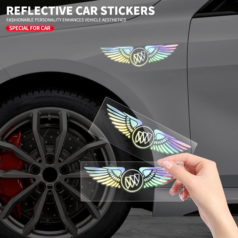 QPM1 Laser Rainbow Angel Wings Car Fuel Tank Decals For Buick Century Envision Excelle GT Regal Encore royaum Park Avenue Envista GL8