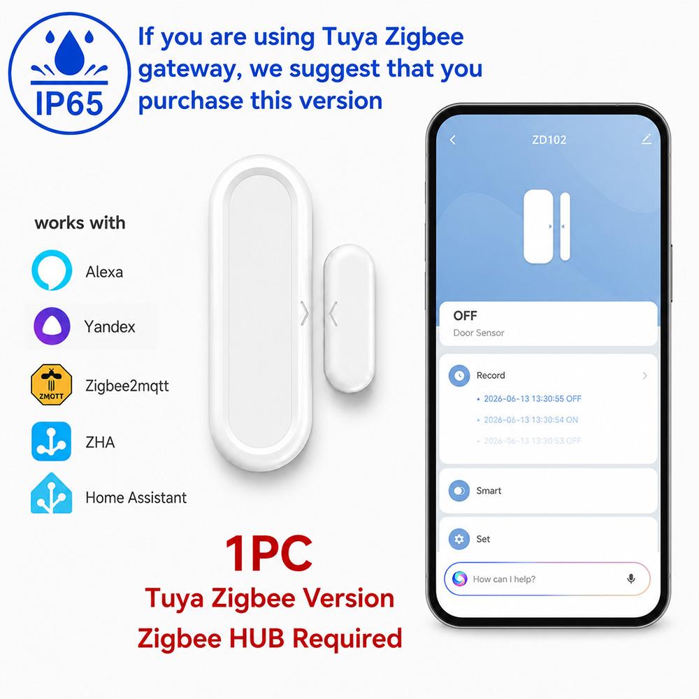Zigbee 3.0 Door Window Sensor IP65 Waterproof Non-Waterproof Versions Magnetic Contact Alarm Home Assistant Zigbee2MQTT Fuel Injectors 6