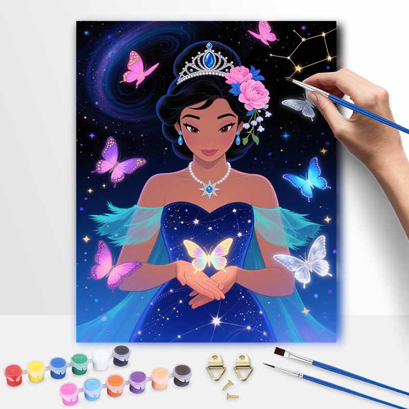 Disney princess butterfly oil painting hand painting coloring painting handmade diy home decoration gift