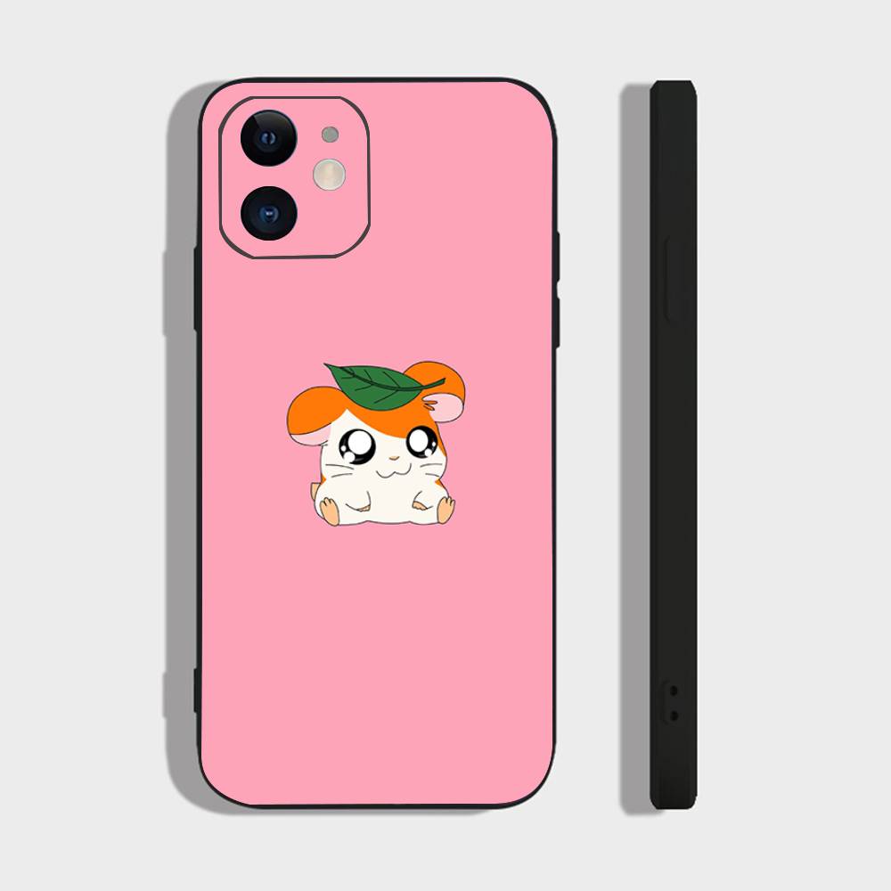 Мультяшный Аниме H-Хамтаро Чехол для Телефона Для IPhone 17 Air 16 15 14 13 Pro Max 11 12 Черный Силиконовый Чехол