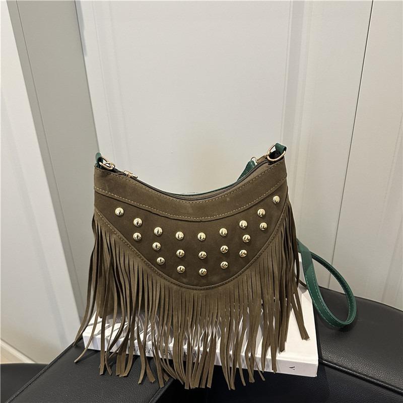 Сумка с кисточками и заклепками, женская новая трендовая сумка-седло в стиле Майяр, универсальная ветрозащитная сумка-мессенджер