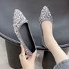 Thin Heels Single Shoes Pointed Tip Outer Wear Fashionable Versatile Casual High Heels Women's French Sequins Shallow Mouth 2025 Summer New