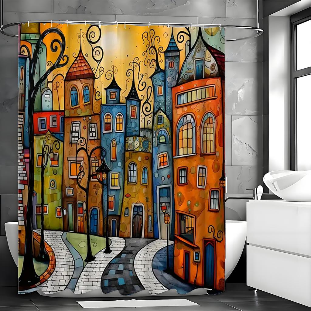Расписная уличная шторка для душа, Домашняя шторка для душа, Водонепроницаемая, с 12 крючками