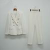 Style Latte Women Suit Setup Double Jacket Stretch Slacks Two Piece Suit Set